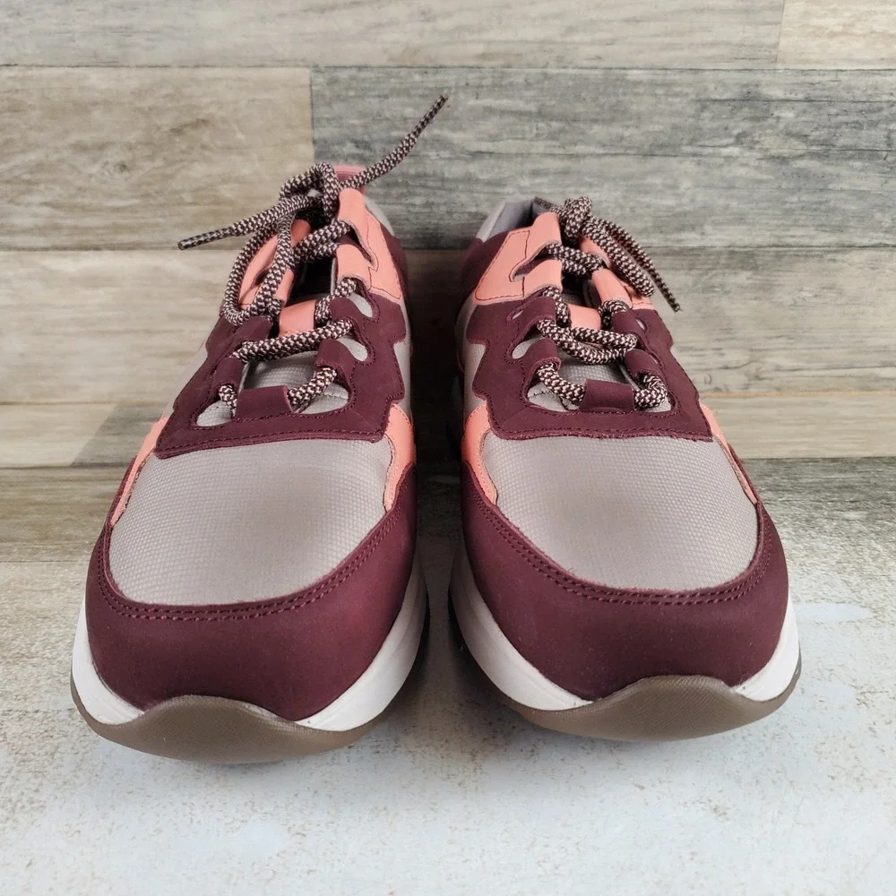 Rockport Pulse Tech Womens Work Shoes Sz 12 M Merlot Leather Comp Toe Sneakers